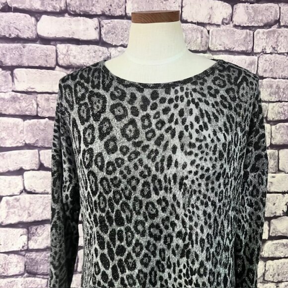 INC Black, Gray & Silver Long Sleeve Pullover Blouse Size M - Picture 2 of 9